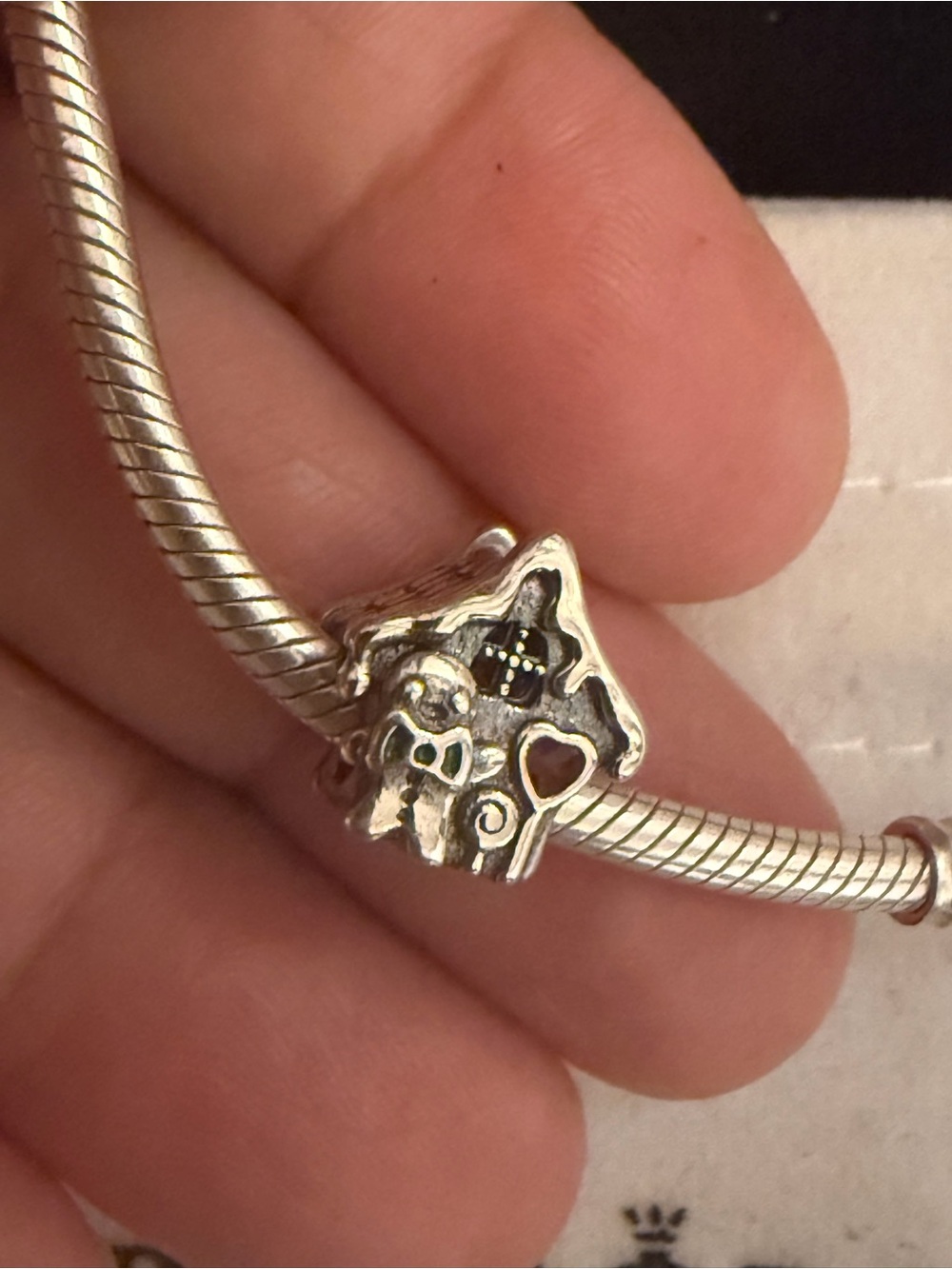 Pandora Silver Haunted House Gingerbread Charm with Heart Cutout